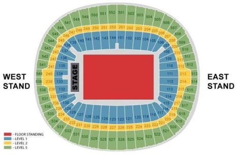 Oasis London Wembley Stadium Seating Plan