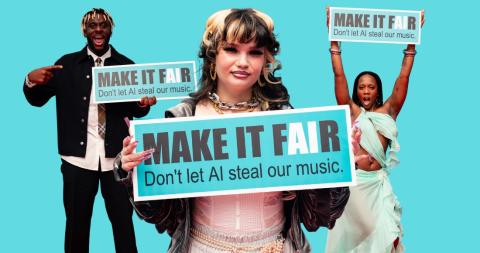 Make It Fair AI campaign Myles Smith, Lola Young and Rachel Chinouriri